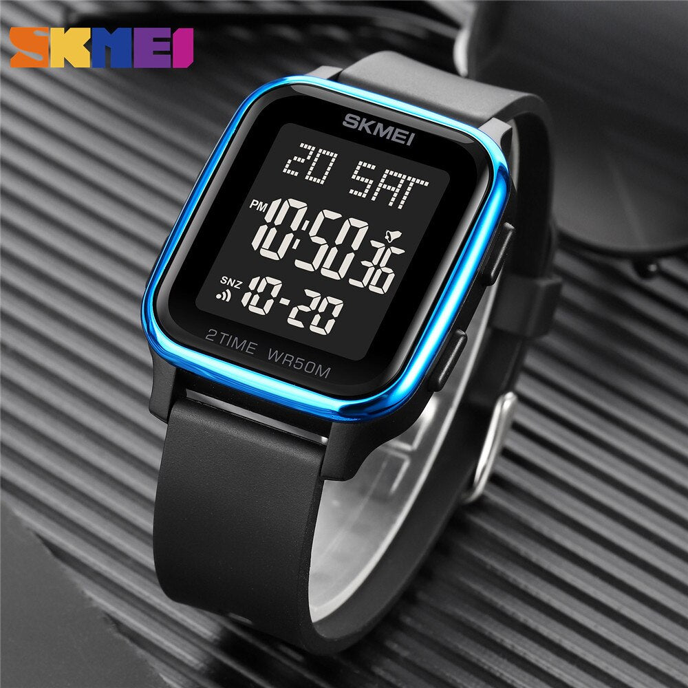 SKMEI 1858: Reloj Digital LED de Moda para Hombre, Resistente al Agua 5Bar, con Calendario y Cuenta Regresiva.