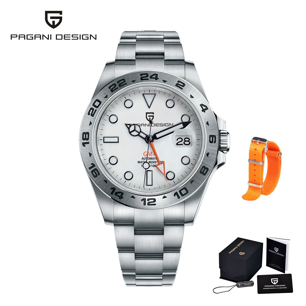 2023 PAGANI Design - Nuevo reloj mecánico automático para hombre GMT de 42mm, con cristal de zafiro, acero inoxidable resistente al agua. ¡Elegante y funcional! ⌚💦🕶️