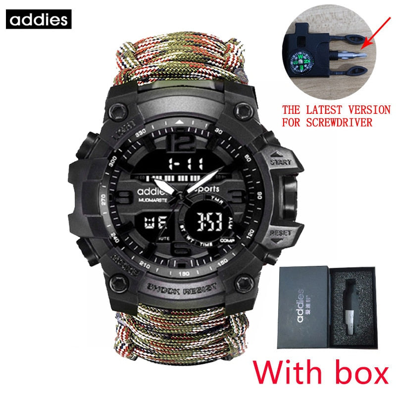 Addies-reloj militar de cuarzo para hombre, cronógrafo Digital con brújula, multifuncional, resistente al agua, LED, para exteriores