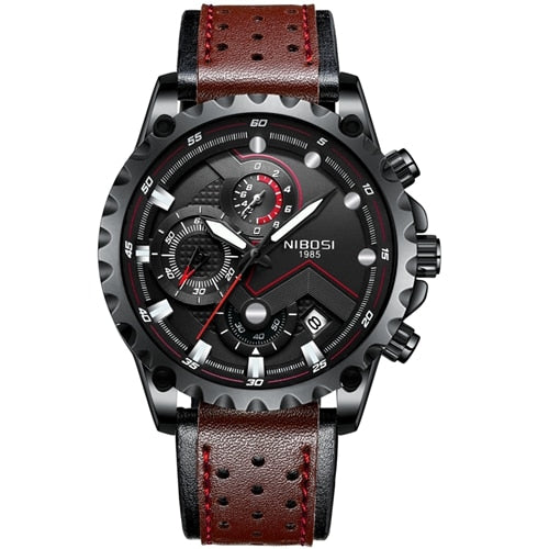 NIBOSI: reloj deportivo de esfera grande, cronógrafo militar de cuarzo con moda innovadora.