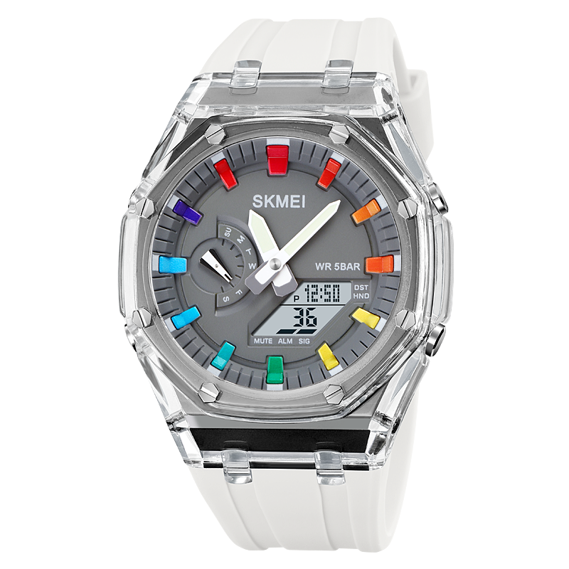 SKMEI Con cuenta regresiva, cronómetro, luz LED y movimiento electrónico. Un reloj de pulsera con 5 alarmas y dos zonas horarias digitales. ⌚🔥