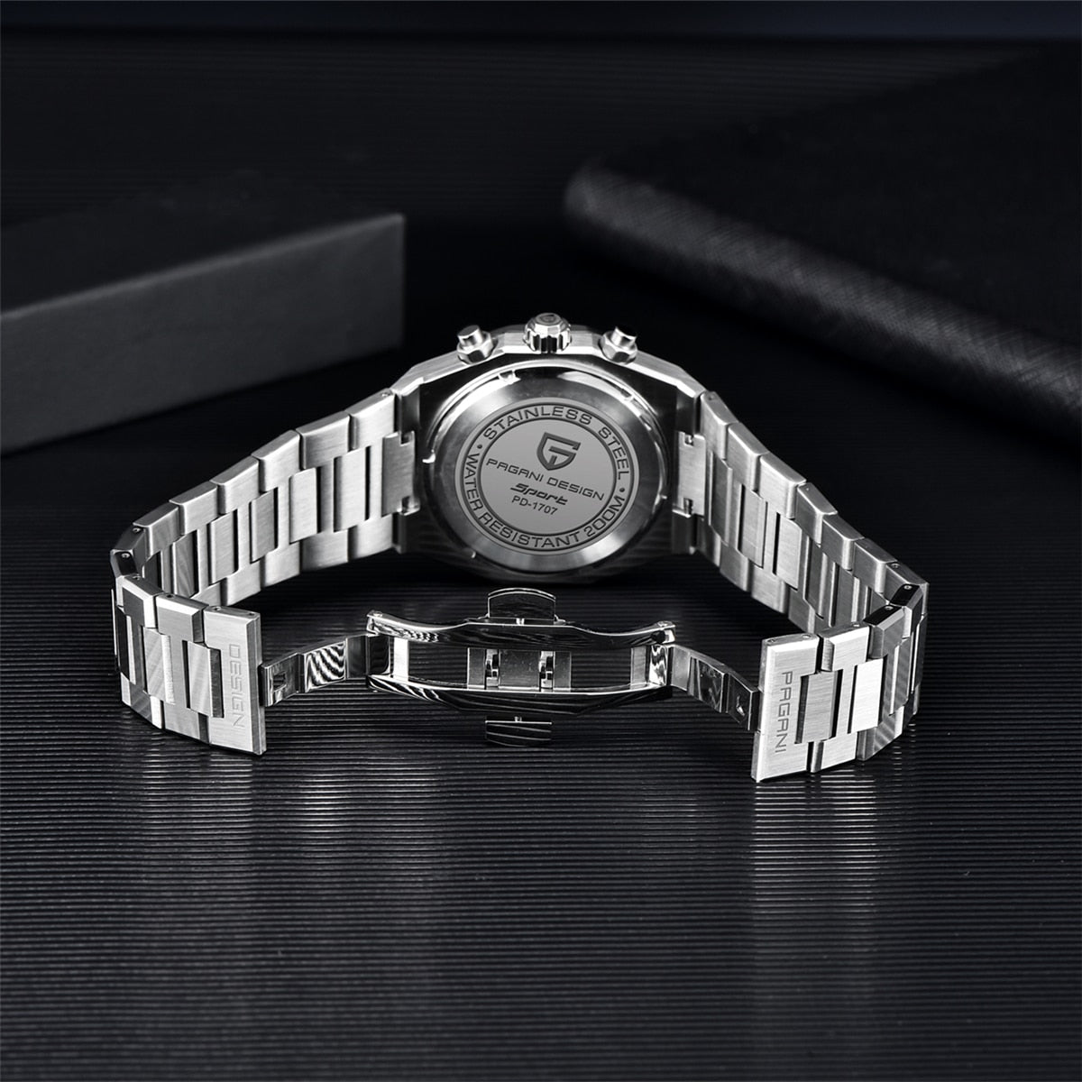 PAGANI Design-Reloj de cuarzo deportivo para Hombre, cronógrafo de acero inoxidable con zafiro, resistente al agua hasta 2023 m, nuevo, 200
