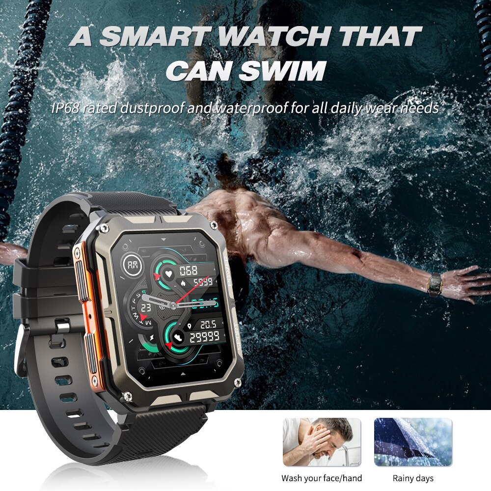 SKMEI SmartWatch para Hombres, con Llamada Bluetooth 📞, Pantalla de 1.83 pulgadas ⌚️, Batería de 380mAh 🔋, Rastreador de Ejercicios 🏃‍♂️, Resistente al Agua 💧, SmartWatch Impermeable para Android e iOS 📱.