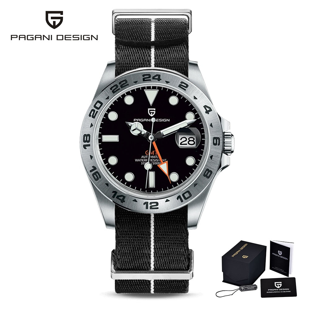 2023 PAGANI Design - Nuevo reloj mecánico automático para hombre GMT de 42mm, con cristal de zafiro, acero inoxidable resistente al agua. ¡Elegante y funcional! ⌚💦🕶️