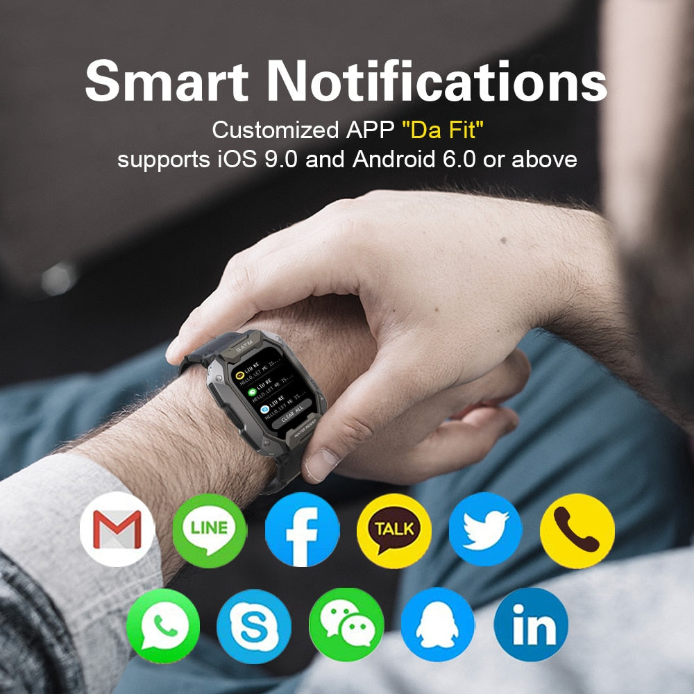 SKMEI 380mAh Smartwatch para natación, resistente al agua IP68, con monitor de ritmo cardíaco y podómetro. Reloj inteligente deportivo de 1.71 pulgadas para hombres, compatible con Android e iOS. 🏊‍♂️⌚️💓🚴‍♂️