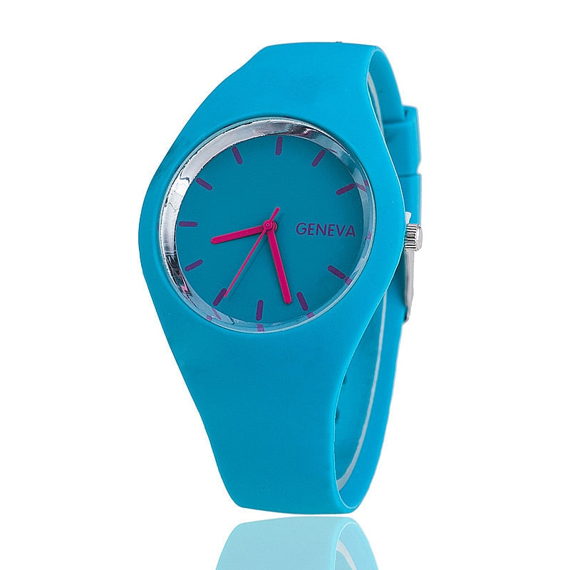 GENEVA Reloj ultrafino con correa de silicona para hombre y mujer, cronógrafo de pulsera de gelatina, Color crema, regalo de moda