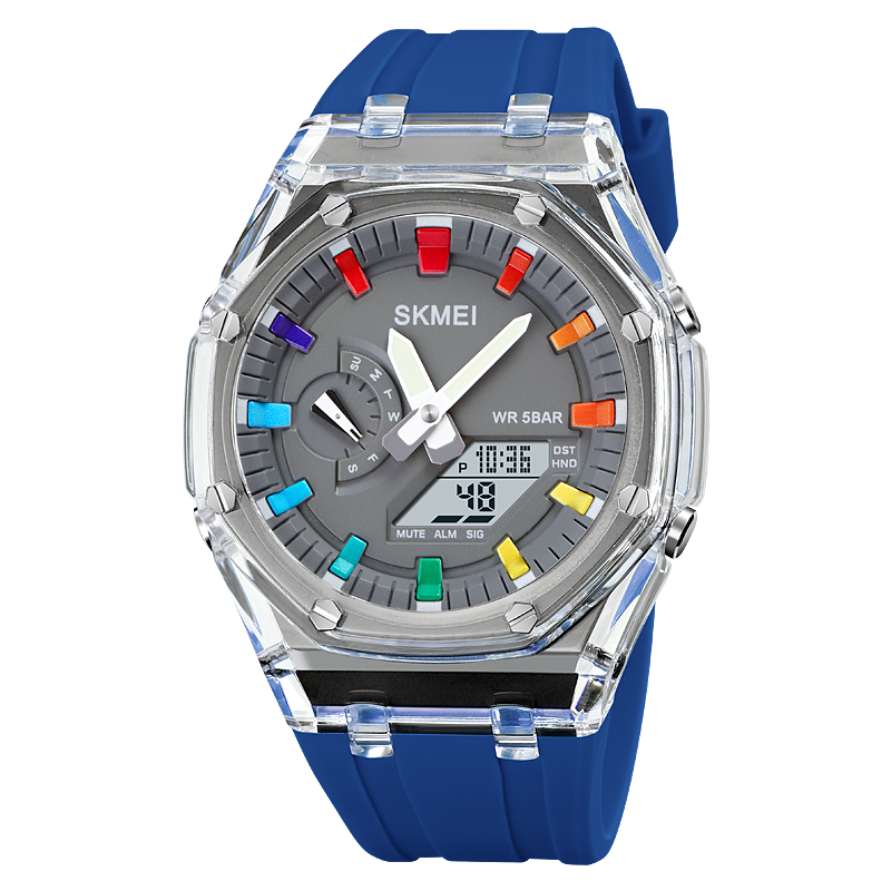 SKMEI Con cuenta regresiva, cronómetro, luz LED y movimiento electrónico. Un reloj de pulsera con 5 alarmas y dos zonas horarias digitales. ⌚🔥