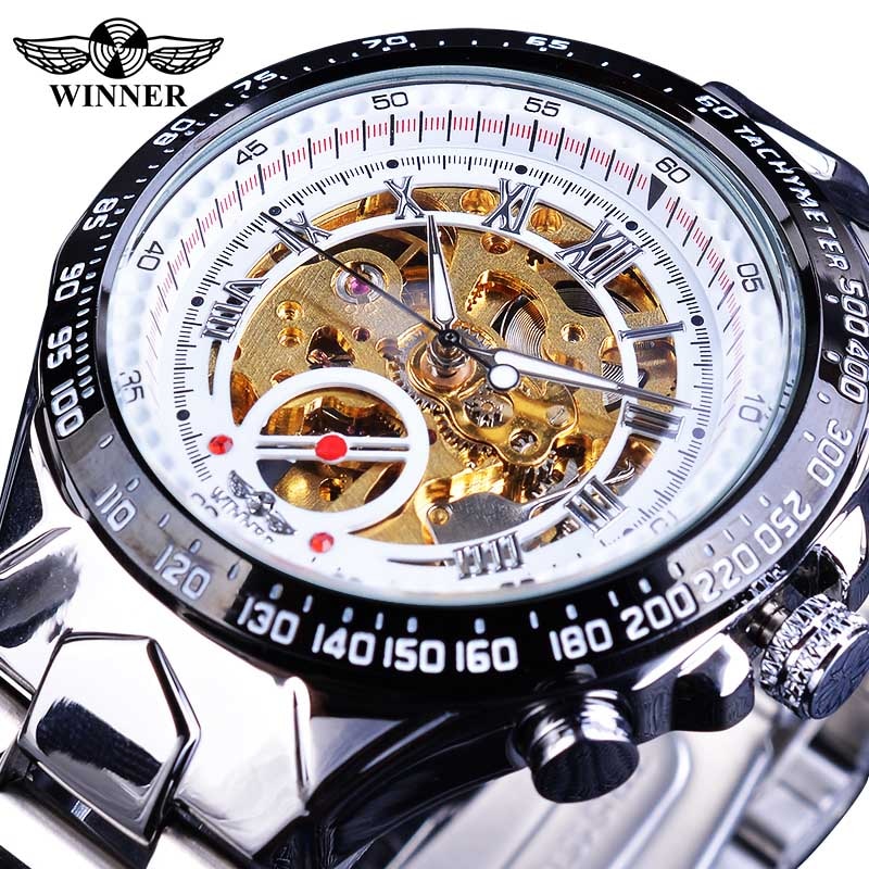 Winner Esta elegante "Montre Homme" cuenta con un movimiento automático y un esqueleto que lo hace único. ¡Un reloj de primera categoría para hombres con gusto por el lujo y el estilo deportivo! ⌚🏆