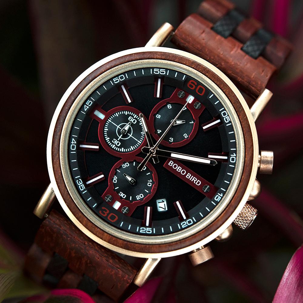 BOBO BIRD relojes para hombre red wood