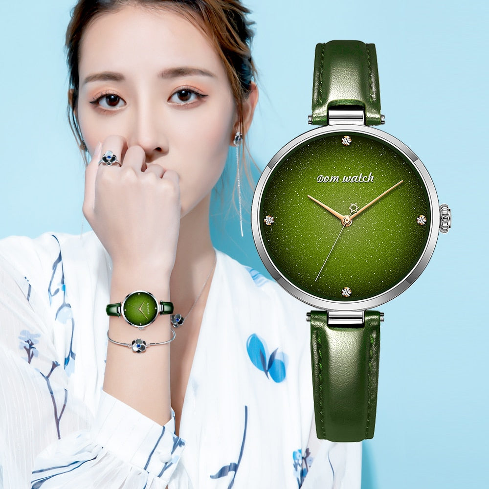 DOM 🕰️💃 DOM-Reloj de Pulsera para Mujer 💧💚