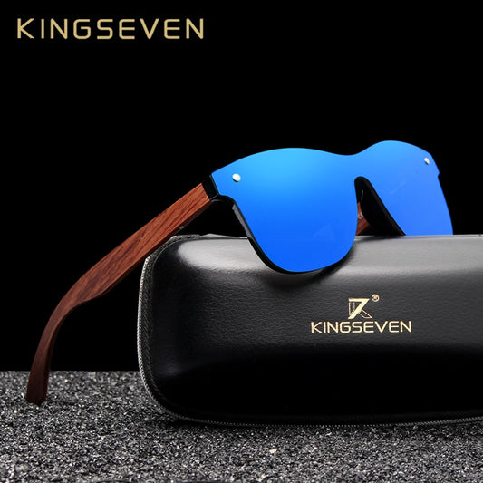 KINGSEVEN 🌳 Gafas de sol polarizadas hechas a mano 🕶️🌞, lentes de madera de nogal negro 🌲, protección UV400 ☀️, sin montura 🔄, estilo retro 🕰️. ¡Un toque único para tu look! 🌟