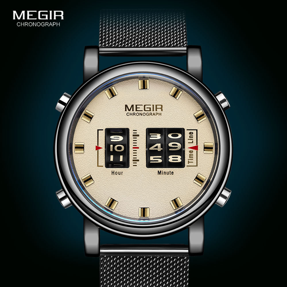 MEGIR reloj analgico de acero inoxidable para hombre