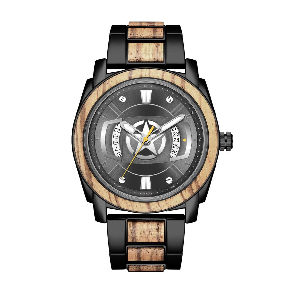 Reloj de pulsera de madera de sándalo para hombre, cronógrafo de cuarzo con calendario y fecha, correa de madera Real completa, multifunción