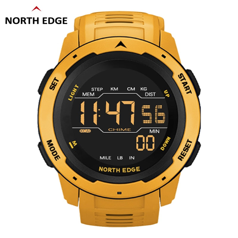 NORTH EDGE Men Digital Watch: Deportivo y resistente al agua 50M, con doble hora, podómetro y alarma. Reloj deportivo militar. ⌚💦🏃‍♂️🚀