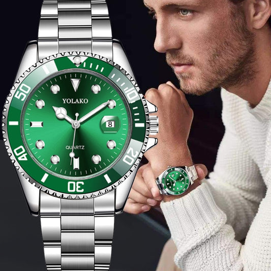 Reloj de negocios para hombre cronógrafo de lujo resistente al agua con fecha esfera verde