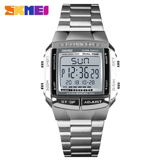 SKMEI Reloj electrónico SKMEI para deportes militares, de lujo y resistente al agua. Reloj digital LED para hombres, marca top. ¡Relogio Masculino perfecto para tus aventuras! ⌚💧🏃‍♂️🏄‍♂️
