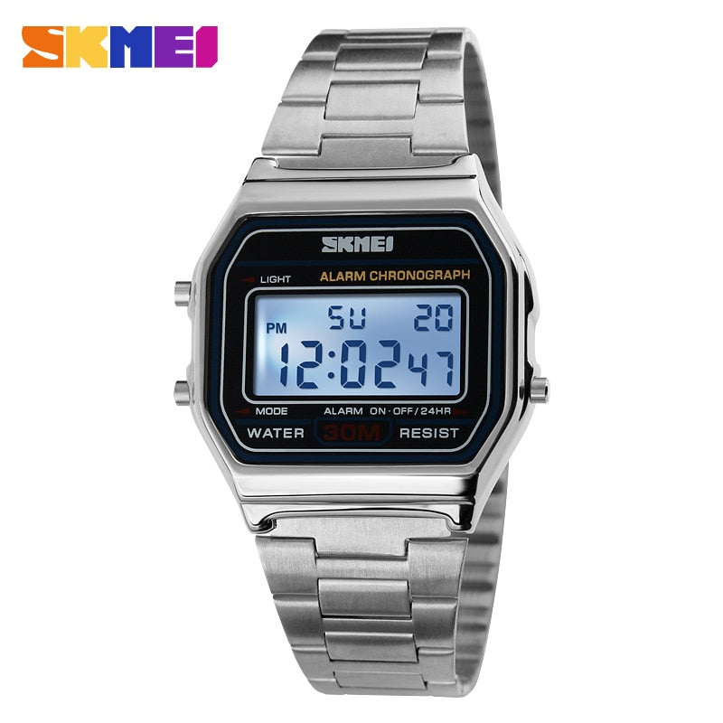 Reloj Deportivo Digital LED de Lujo de la Marca SKMEI, Moda Casual, Reloj de Pulsera Dorado para Hombres, de Acero Inoxidable, Resistente al Agua. ⌚️🏆