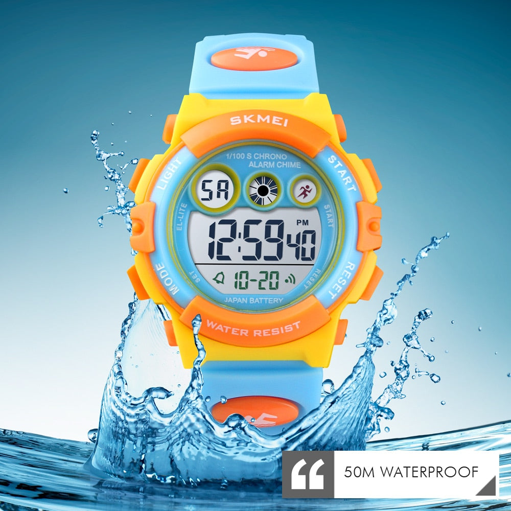 SKMEI Reloj deportivo para niños de la marca SKMEI, resistente al agua y con pantalla LED digital. Un lujoso reloj electrónico para niños y niñas, ideal como regalo. ⌚💦🎁
