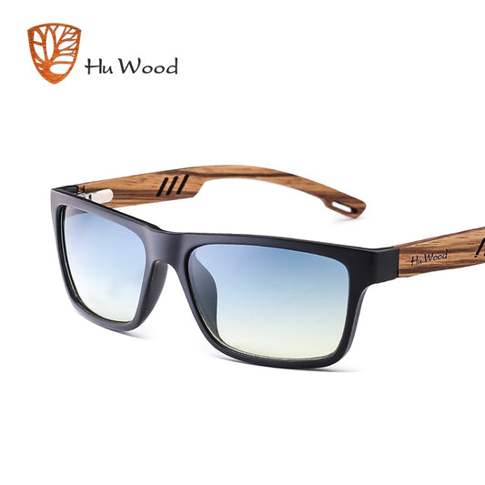 HU WOOD Gafas de sol de madera de cebra para hombre, diseño de marca, moda deportiva, lentes espejados degradados de colores para conducir, pescar y actividades al aire libre 🕶️🌞🎣