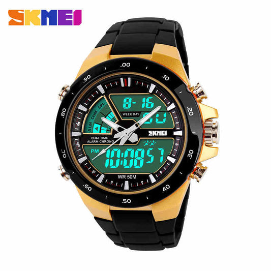 SKMEI Reloj deportivo SKMEI para hombres, resistente al agua hasta 5ATM, con pantalla digital y funciones multifuncionales. Ideal para actividades deportivas y de moda masculina.