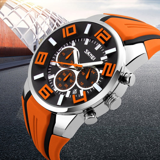 SKMEI ¡Presentamos el "Reloj SKMEI Cronógrafo" para hombres! Un reloj deportivo de lujo, resistente al agua y con movimiento de cuarzo. ¡El complemento perfecto para el hombre moderno en 2018! ⌚🏆