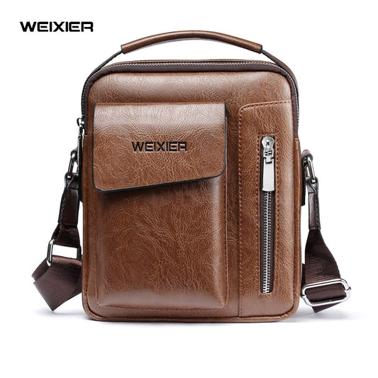 WEIXIER - Bolso de hombro multifunción para hombre, bandolera de cuero PU con amplia capacidad, bolso de mano versátil 🎒👜💼