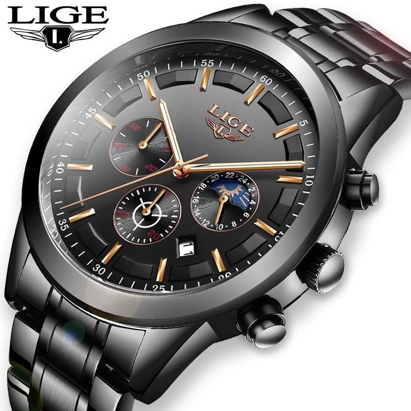 LIGE Moda Deporte Cuarzo Reloj Relojes Hombres Marca Superior Negocios Reloj Impermeable 💼🕶️ Relogio Masculino 💪🏼💦