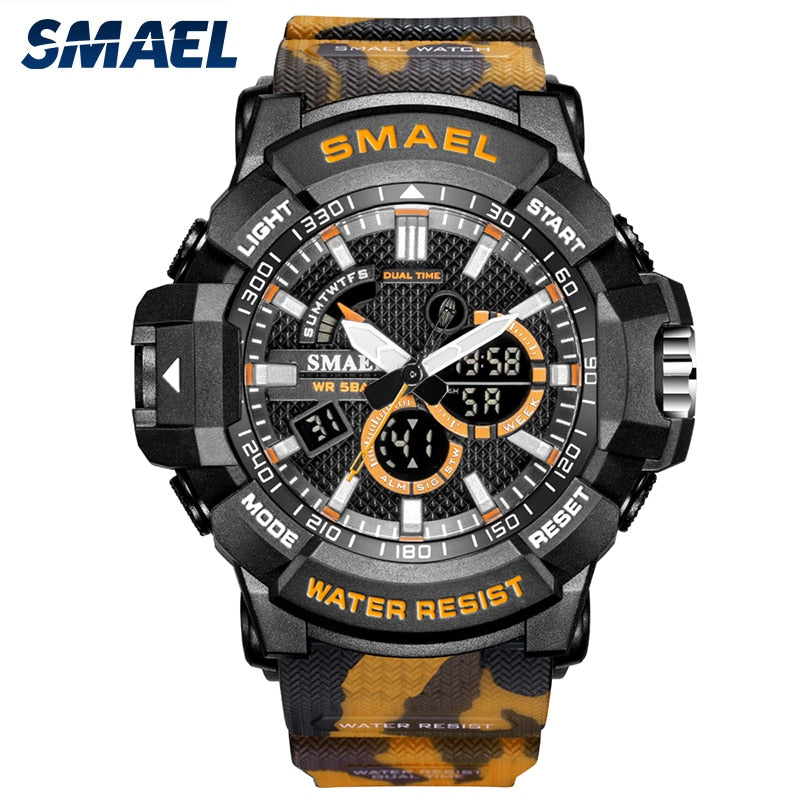 Reloj deportivo militar para hombre cronmetro de camuflaje despertador LED resistente al agua hasta 50m