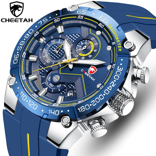 CHEETAH-Lujoso reloj de pulsera con estilo deportivo para hombre hecho con cuarzo resistente al agua, con caja elegante de regalo, ideal para regalo.