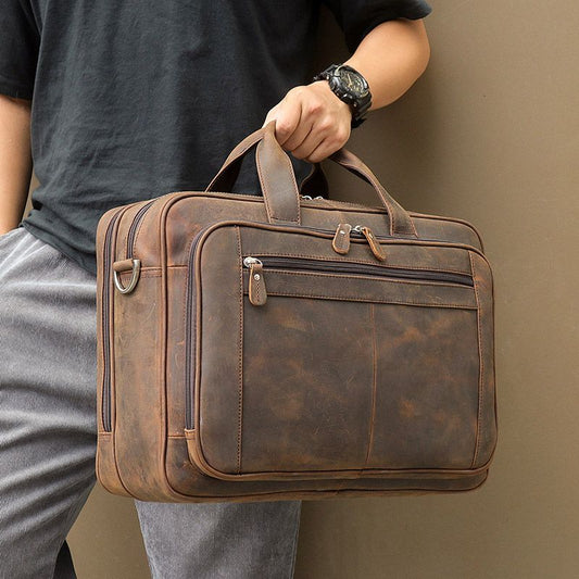 Maletín ejecutivo grande de cuero genuino para hombre, bolsa de mensajero para viaje de negocios, marrón, negro, café,