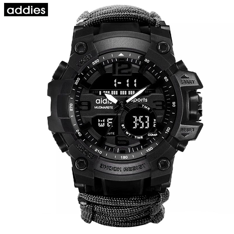 Addies-reloj militar de cuarzo para hombre, cronógrafo Digital con brújula, multifuncional, resistente al agua, LED, para exteriores