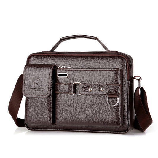 WEIXIER Riñoneras de cuero PU para hombre, bolso de pecho multiusos de Color sólido, bandolera negra/marrón, a la moda