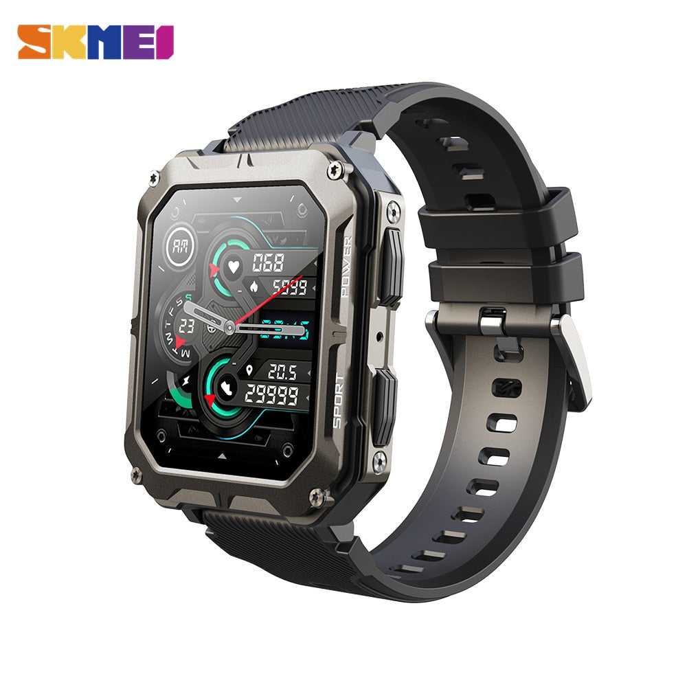 SKMEI SmartWatch para Hombres, con Llamada Bluetooth 📞, Pantalla de 1.83 pulgadas ⌚️, Batería de 380mAh 🔋, Rastreador de Ejercicios 🏃‍♂️, Resistente al Agua 💧, SmartWatch Impermeable para Android e iOS 📱.