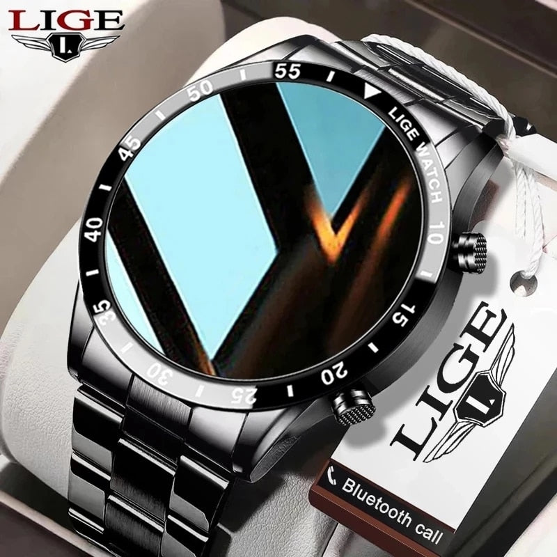 LIGE-reloj inteligente con pantalla táctil para hombre, accesorio de pulsera de acero resistente al agua con seguimiento de actividad deportiva, Bluetooth, llamadas, caja, 2023