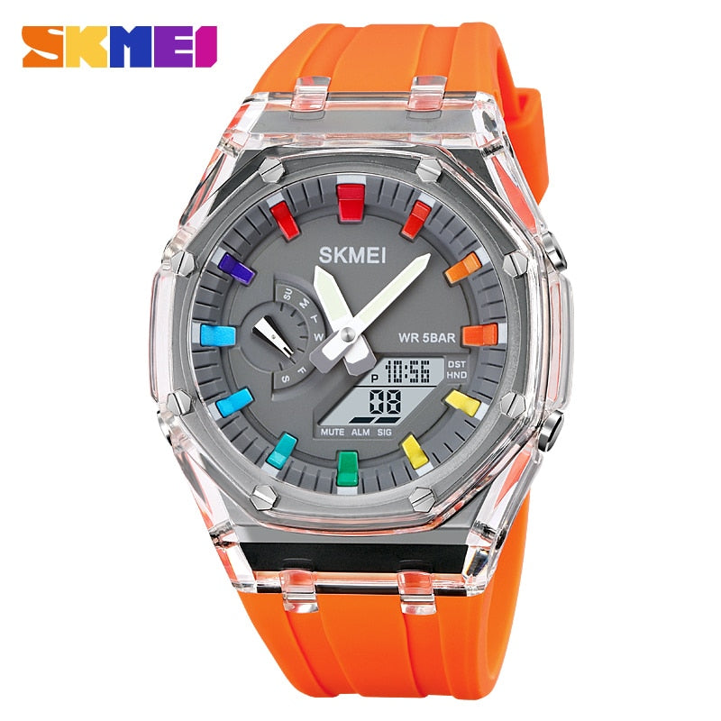 SKMEI Con cuenta regresiva, cronómetro, luz LED y movimiento electrónico. Un reloj de pulsera con 5 alarmas y dos zonas horarias digitales. ⌚🔥