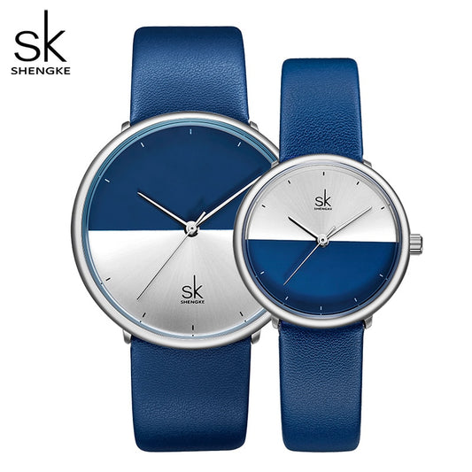 ShengKe Moda Relojes para Parejas, para Hombres y Mujeres, Casual con Correa de Cuero, Reloj de Cuarzo para Mujeres, Reloj de Vestir para Parejas, Relogios Femininos.