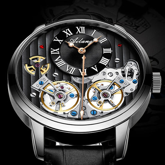 AILANG de calidad AAA con Doble Tourbillon! 💎 Este impresionante reloj suizo de alta gama te ofrece una experiencia única en precisión y estilo. Este reloj es la combinación perfecta de artesanía y lujo. ¡Lleva tu estilo al siguiente nivel con AILANG! 💼🎩