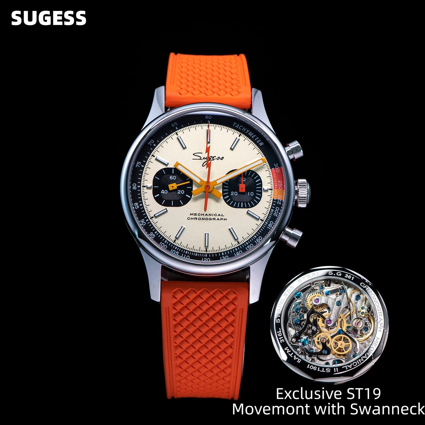 "Sugess Pilot Watch" con movimiento Seagull ST19!  Su cristal de zafiro y diseño militar con temática de carreras de 1963 lo hacen único. ¡Edición limitada para los apasionados de los relojes piloto! ⌚✈️🏁