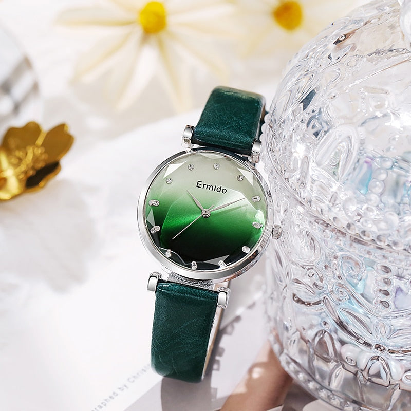 Reloj cuarzo con correa de cuero, tendencia de pulsera informal para mujer, regalo ideal.