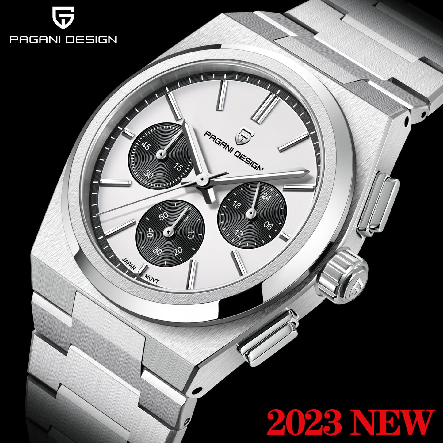 Reloj PAGANI DESIGN de acero inoxidable para hombre. Nuevo accesorio resistente al agua con movimiento de cuarzo y zafiro. Diseño deportivo clásico con estilo