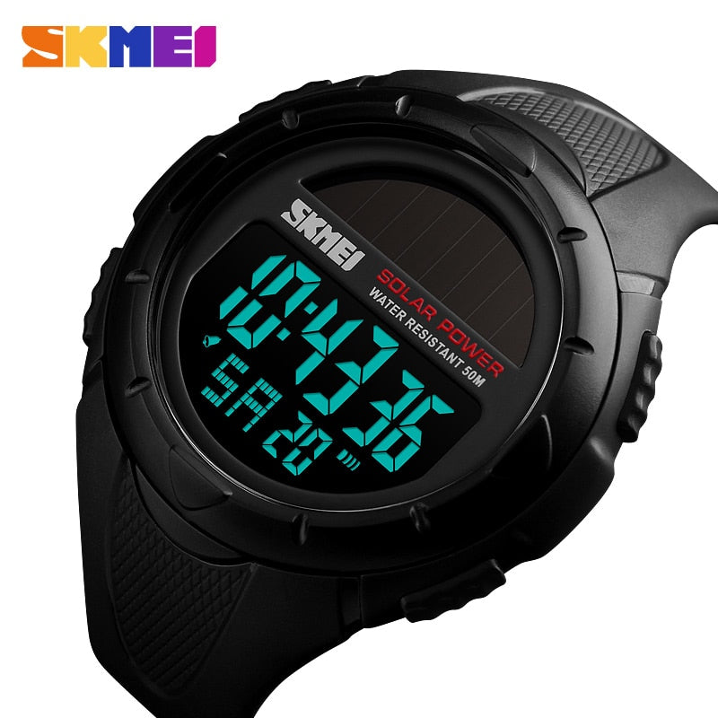 SKMEI Reloj SKMEI para hombres con luz luminosa, deportivo y digital. Funciona con energía solar, respetuoso con el medio ambiente, con alarma. Ideal para hombres, un reloj masculino y versátil. ⌚🌞🚀🔔🏃‍♂️