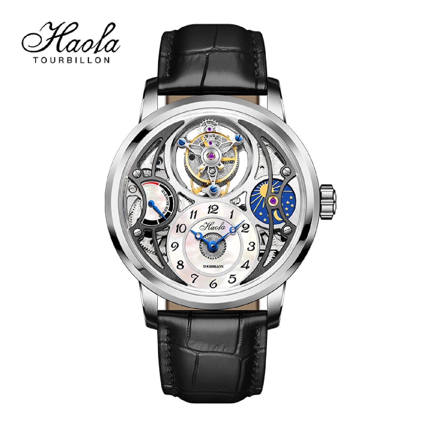 Haofa Skeleton Tourbillon Movement Watch For Men Mechanical Sapphire Moonphase Tourbillon Men Watch Man relogio masculino 2023