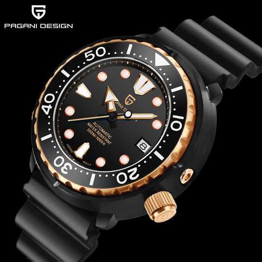 PAGANI DESIGN-reloj mecánico de lujo para hombre, cronógrafo automático de cristal de zafiro luminoso, resistente al agua, 300M, 45MM