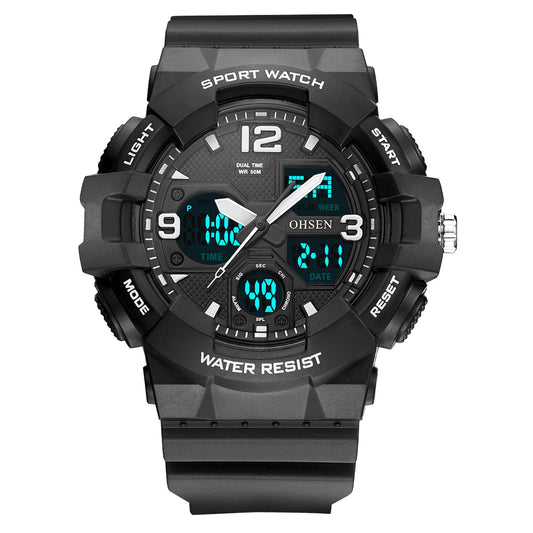 OHSEN relojes digitales de cuarzo para hombre cronógrafo analógico de silicona resistente al agua