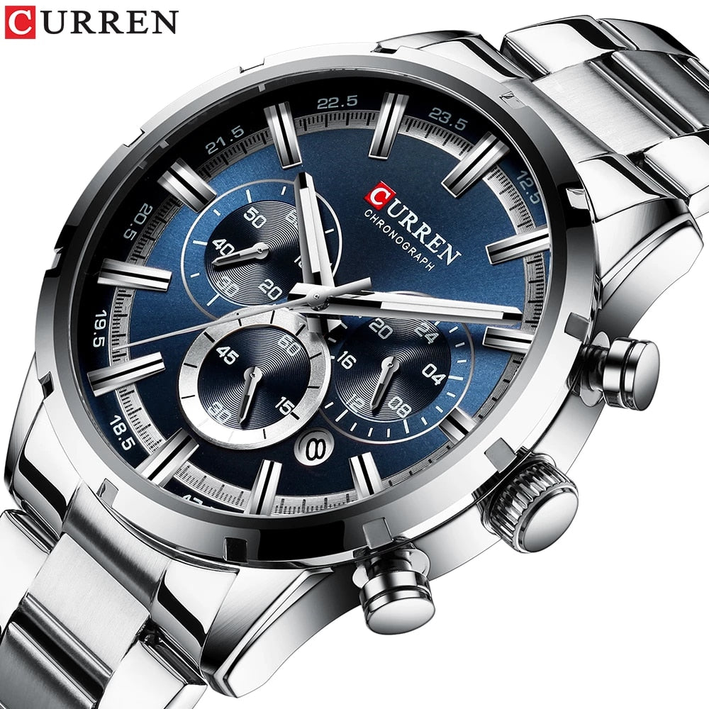 CURREN-reloj analógico de cuarzo para hombre! ⌚️💦 Con su resistencia al agua y cronógrafo, este accesorio de pulsera es perfecto para complementar tu estilo masculino. 👨‍💼🔝👔🕶️
