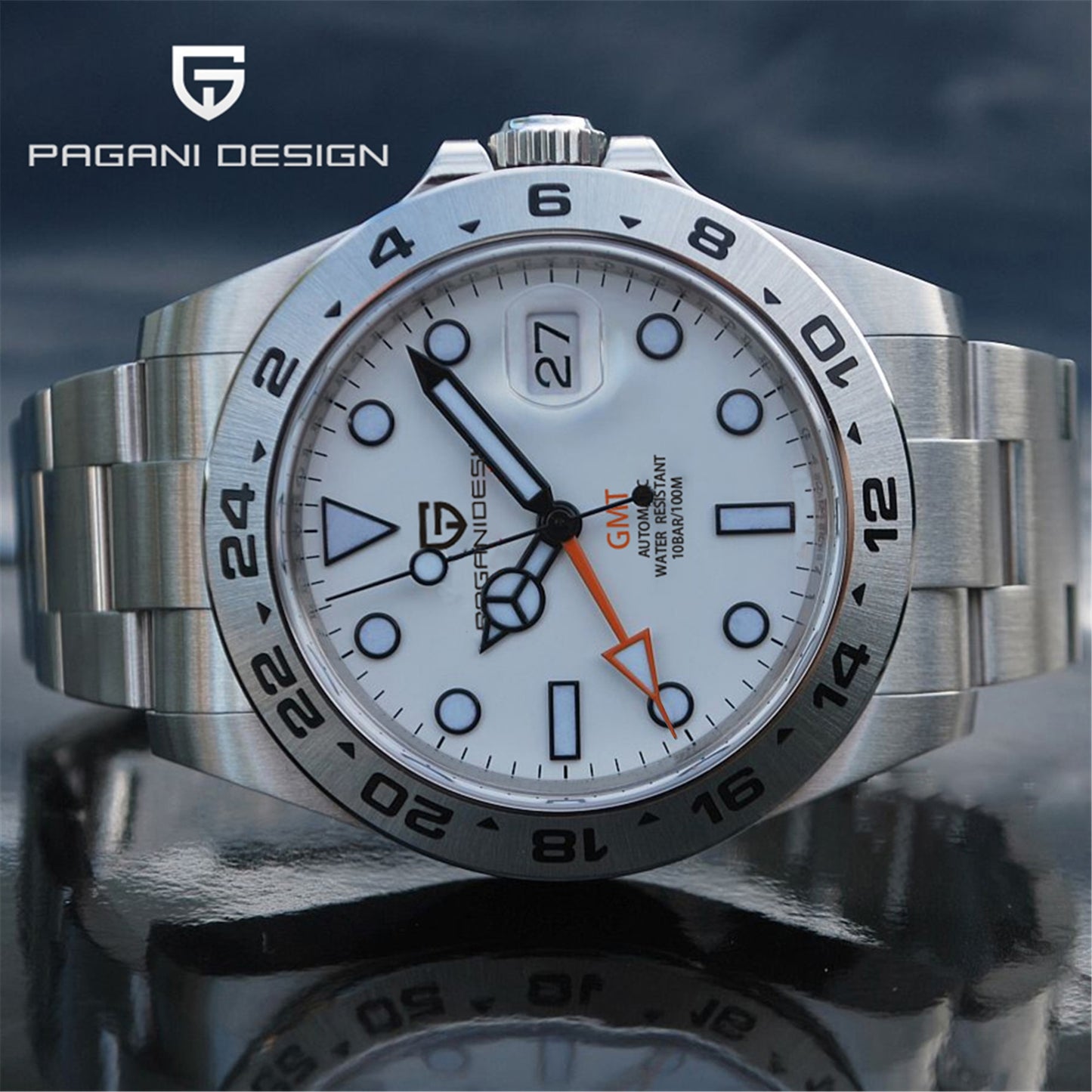 2023 PAGANI Design - Nuevo reloj mecánico automático para hombre GMT de 42mm, con cristal de zafiro, acero inoxidable resistente al agua. ¡Elegante y funcional! ⌚💦🕶️
