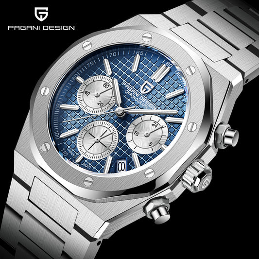 PAGANI Design-Reloj de cuarzo deportivo para Hombre, cronógrafo de acero inoxidable con zafiro, resistente al agua hasta 2023 m, nuevo, 200