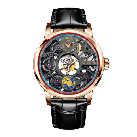 Haofa-Reloj de negocios para hombre, accesorio masculino de pulsera resistente al agua con doble esqueleto, Tourbillon Manual, 120H de reserva de energía, zafiro, 1938
