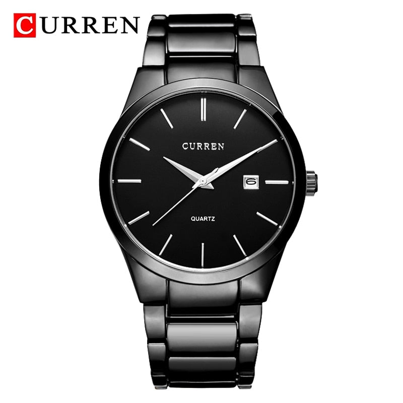 CURREN ⌚️💼  Reloj de lujo para hombre con correa de acero delgada y resistente al agua. 💼⌚️