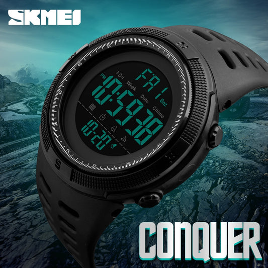 SKMEI Reloj deportivo para hombres de la marca SKMEI, con estilo de moda, funciones de cronómetro y cuenta regresiva, resistente al agua con pantalla LED digital. , ideal para actividades deportivas. Relogio Masculino. 🕰️🏃💧👨
